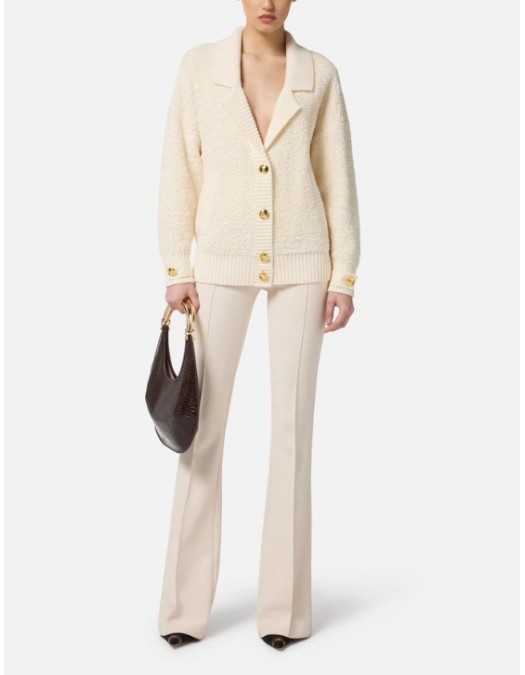 Cardigan ELISABETTA FRANCHI, Bouclé chenille cardigan with jewel buttons - MK44S57E1DZ9 Cardigan ELISABETTA FRANCHI, Bouclé chenille cardigan with jewel buttons - MK44S57E1DZ9