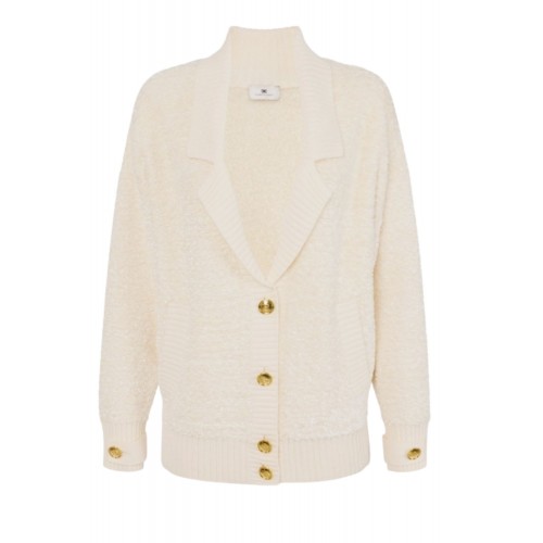 Cardigan ELISABETTA FRANCHI, Bouclé chenille cardigan with jewel buttons Cardigan ELISABETTA FRANCHI, Bouclé chenille cardigan with jewel buttons