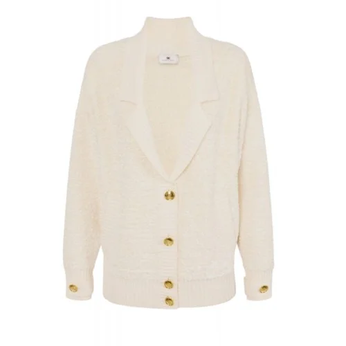 Cardigan ELISABETTA FRANCHI, Bouclé chenille cardigan with jewel buttons