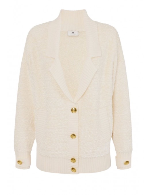 Cardigan ELISABETTA FRANCHI, Bouclé chenille cardigan with jewel buttons - MK44S57E1DZ9 Cardigan ELISABETTA FRANCHI, Bouclé chenille cardigan with jewel buttons - MK44S57E1DZ9
