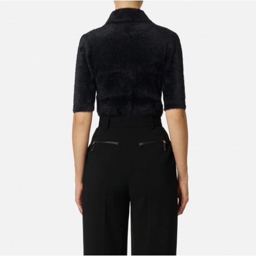 Cardigan ELISABETTA FRANCHI ,Mini cardigan in knit fabric with jewel buttons,black Cardigan ELISABETTA FRANCHI ,Mini cardigan in knit fabric with jewel buttons,black