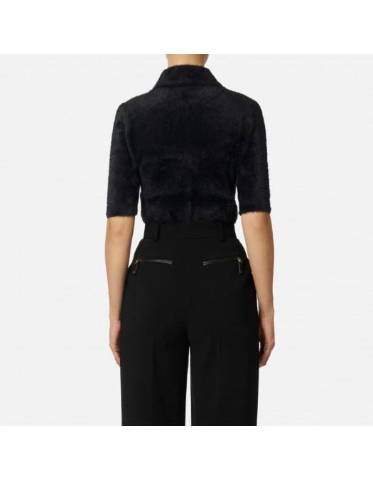 Cardigan ELISABETTA FRANCHI ,Mini cardigan in knit fabric with jewel buttons,black - MK53T57E2110
