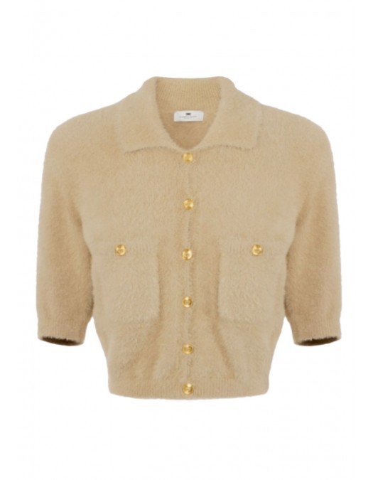 Cardigan ELISABETTA FRANCHI ,Mini cardigan in knit fabric with jewel buttons - MK53T57E2EA2