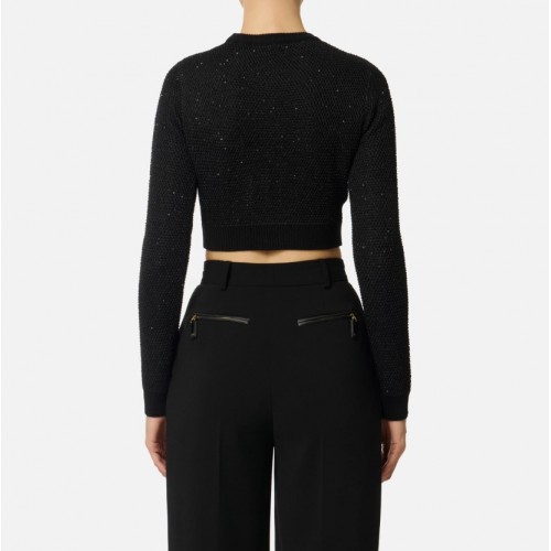 Bluza ELISABETTA FRANCHI,Knit top with sequins, Black Bluza ELISABETTA FRANCHI,Knit top with sequins, Black