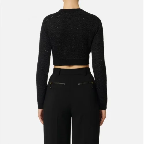 Bluza ELISABETTA FRANCHI,Knit top with sequins, Black