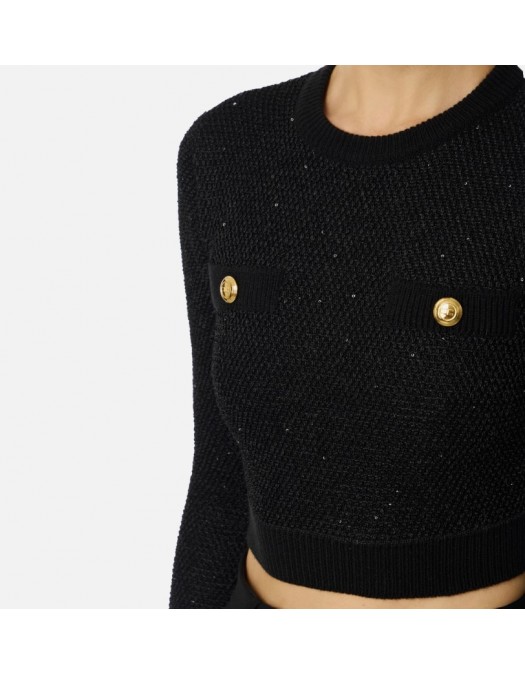 Bluza ELISABETTA FRANCHI,Knit top with sequins, Black - MK56T57E2110