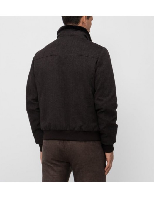 JACHETA MOORER,BELLATI brown down jacket made of wool and cashmere with sheepskin - MOUBO100097TEPA203DG