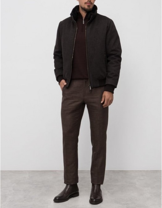 JACHETA MOORER,BELLATI brown down jacket made of wool and cashmere with sheepskin - MOUBO100097TEPA203DG