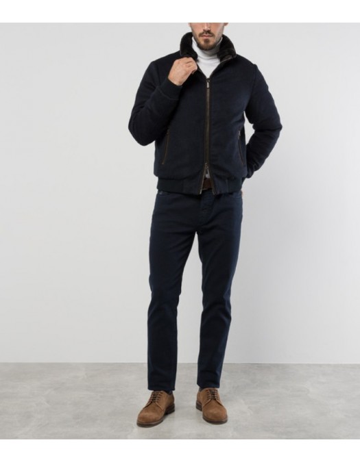 JACHETA MOORERB,Bellati-LS9 blue down jacket in wool and cashmere - MOUBO100097TEPA228