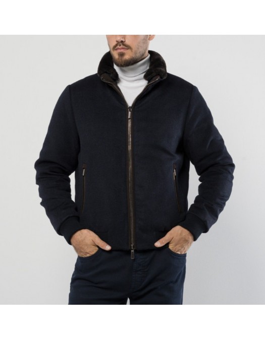 JACHETA MOORERB,Bellati-LS9 blue down jacket in wool and cashmere - MOUBO100097TEPA228