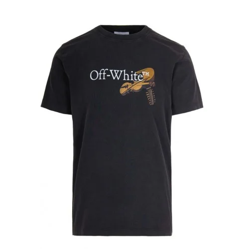 TRICOU OFF WHITE,Cupid Arrow Graphic Print Cotton T-shirt In Black