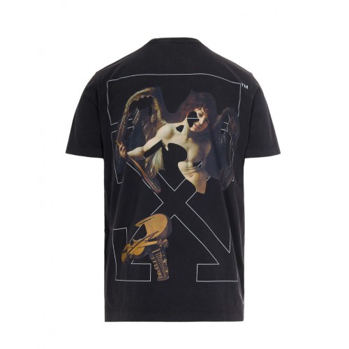 TRICOU OFF WHITE,Cupid Arrow Graphic Print Cotton T-shirt In Black TRICOU OFF WHITE,Cupid Arrow Graphic Print Cotton T-shirt In Black