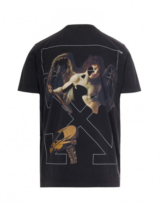 TRICOU OFF WHITE,Cupid Arrow Graphic Print Cotton T-shirt In Black - OMAA027F25JER00C1301 TRICOU OFF WHITE,Cupid Arrow Graphic Print Cotton T-shirt In Black - OMAA027F25JER00C1301