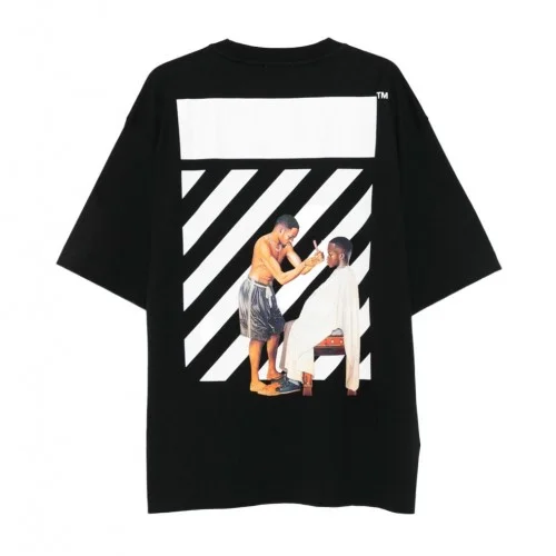 TRICOU OFF WHITE ,Barber Diagonal Skate Logo T-Shirt, Oversized