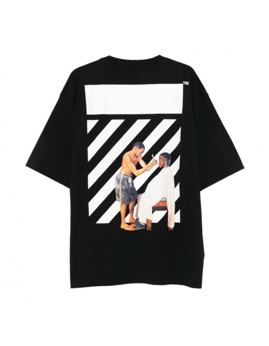 TRICOU OFF WHITE ,Barber Diagonal Skate Logo T-Shirt, Oversized - OMAA120F25JER0071001