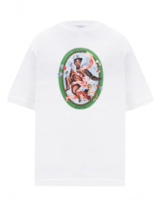 Tricou OFF WHITE, Fresco Paint Print, White - OMAA120S25JER0020110