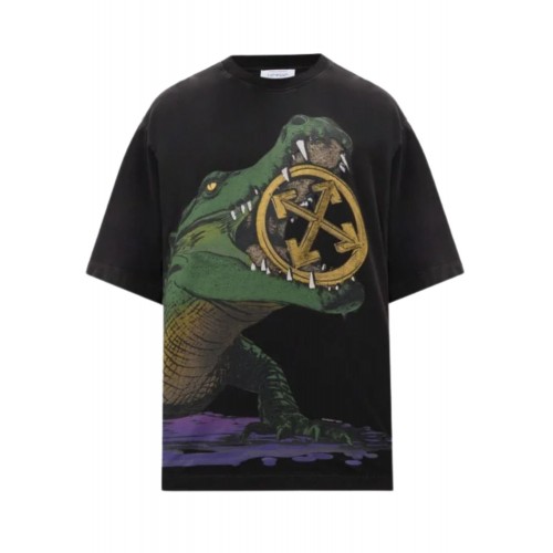 Tricou OFF WHITE, Big Croco Print, Oversized, Black Tricou OFF WHITE, Big Croco Print, Oversized, Black