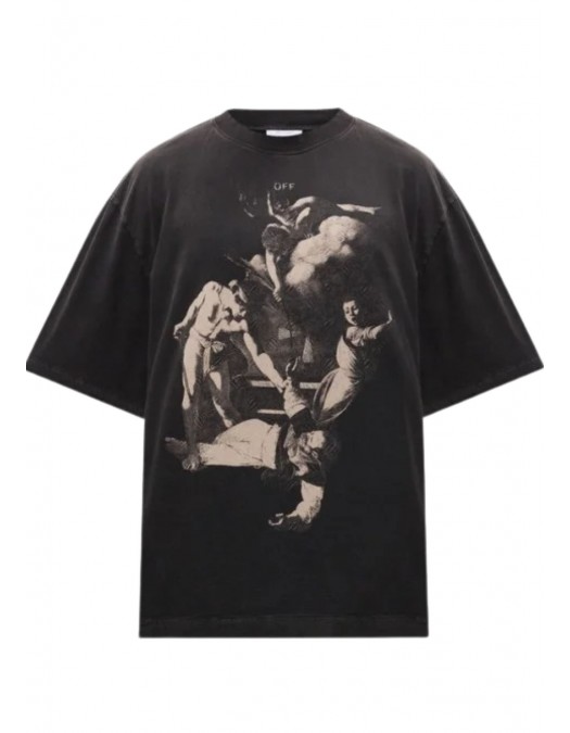 Tricou OFF WHITE, Martyrdom Printed, Men, Oversized, Dark Grey - OMAA120S25JER00H1361