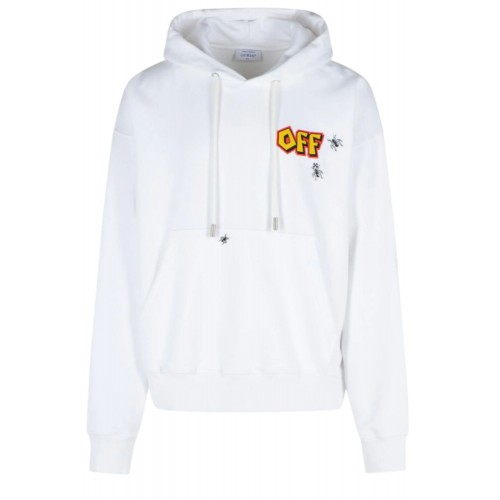 Hanorac OFF WHITE ,Logo Printed Drawstring Hoodie Hanorac OFF WHITE ,Logo Printed Drawstring Hoodie
