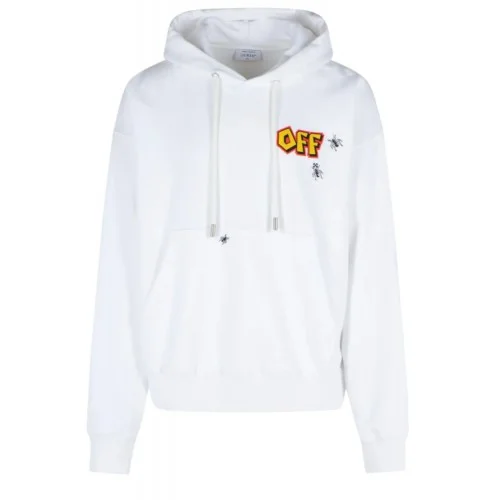 Hanorac OFF WHITE ,Logo Printed Drawstring Hoodie