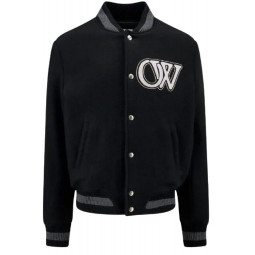 Jacheta OFF WHITE,  Varsity Black Bomber Jacheta OFF WHITE,  Varsity Black Bomber