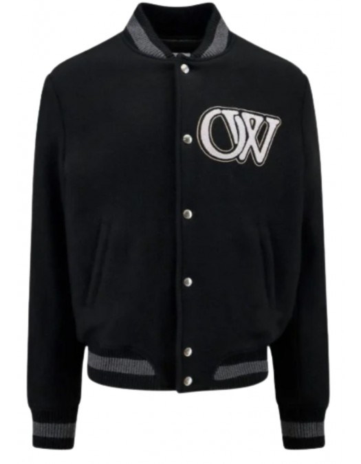 Jacheta OFF WHITE, Varsity Black Bomber - OMEH053C99FAB0021001 Jacheta OFF WHITE, Varsity Black Bomber - OMEH053C99FAB0021001