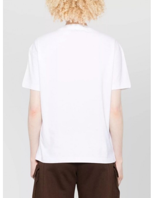 Tricou OFF WHITE, Floral embroidery cotton crew neck t-shirt,Rcegular - OWAA089F25JER0020110