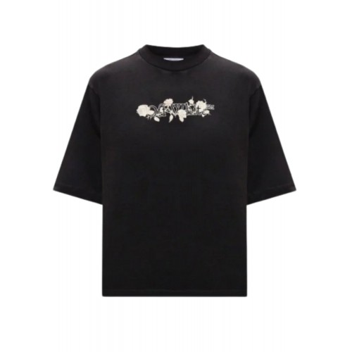 Tricou OFF WHITE, Frontal Logo, Roses, Black