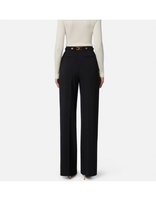 Pantaloni ELISABETTA FRANCHI,Trousers in crêpe fabric with jewel accessory - PA09956E2110