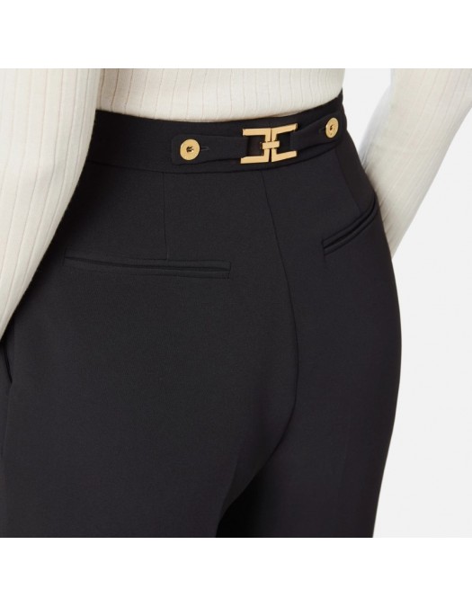 Pantaloni ELISABETTA FRANCHI,Trousers in crêpe fabric with jewel accessory - PA09956E2110