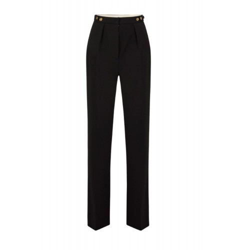 Pantaloni ELISABETTA FRANCHI,Trousers in crêpe fabric with jewel accessory Pantaloni ELISABETTA FRANCHI,Trousers in crêpe fabric with jewel accessory