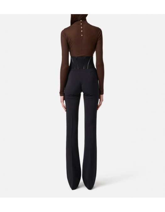Pantaloni ELISABETTA FRANCHI,Trousers in lightweight crêpe fabric with jewel clasps - PA13257E2110