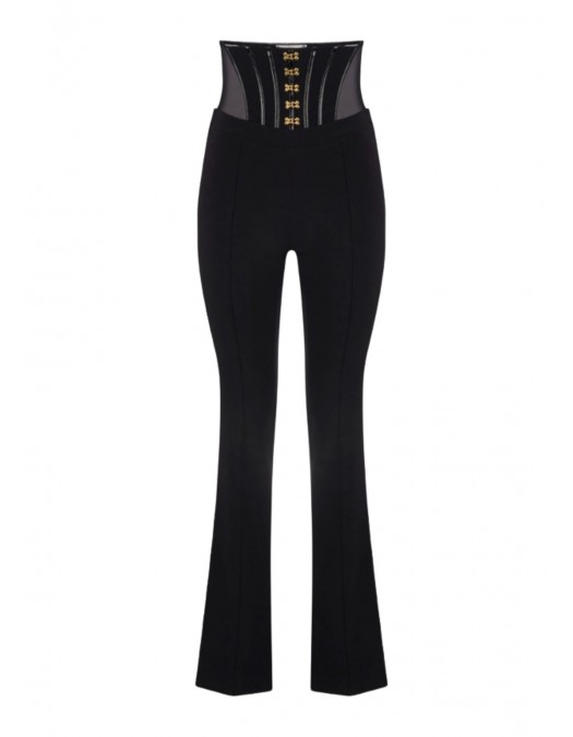 Pantaloni ELISABETTA FRANCHI,Trousers in lightweight crêpe fabric with jewel clasps - PA13257E2110