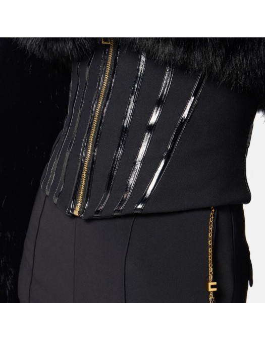 Pantaloni ELISABETTA FRANCHI,Trousers in lightweight crêpe fabric with jewel chain - PA14157E2110