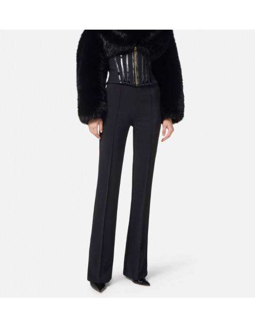 Pantaloni ELISABETTA FRANCHI,Trousers in lightweight crêpe fabric with jewel chain - PA14157E2110