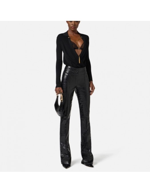 PANTALONI ELISABETTA FRANCHI,Trousers with crocodile print - PA14258E2110