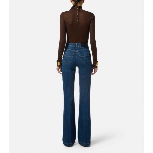 Jeans ELISABETTA FRANCHI, Palazzo jeans with buttons, Regular fit Jeans ELISABETTA FRANCHI, Palazzo jeans with buttons, Regular fit