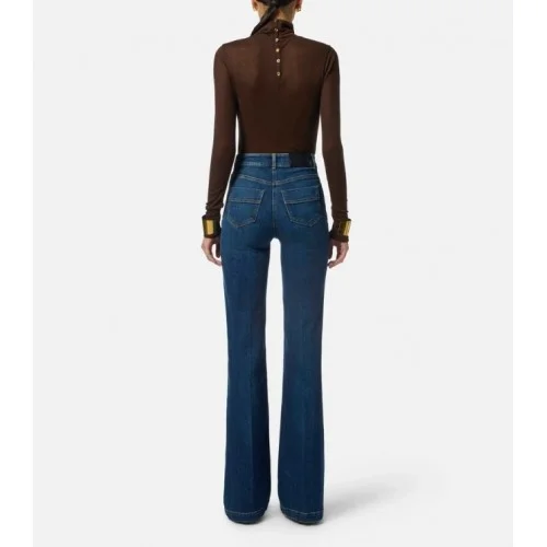 Jeans ELISABETTA FRANCHI, Palazzo jeans with buttons, Regular fit Jeans ELISABETTA FRANCHI, Palazzo jeans with buttons, Regular fit