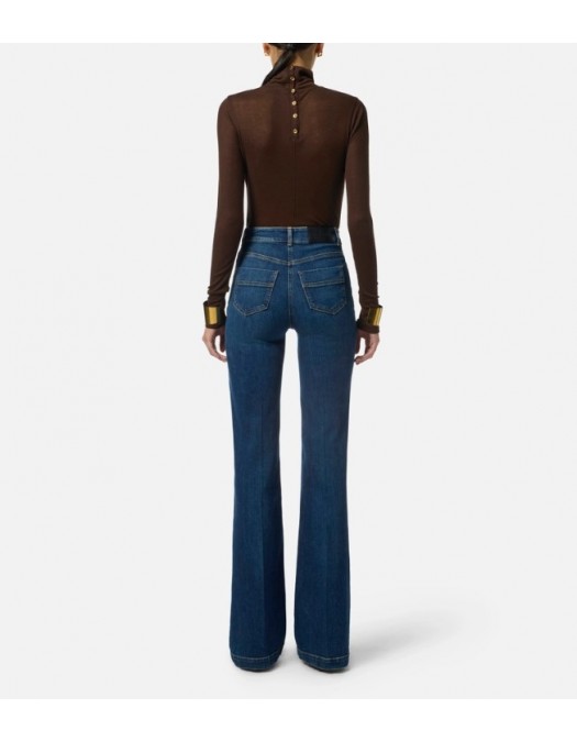 Jeans ELISABETTA FRANCHI, Palazzo jeans with buttons, Regular fit - PJ02D56E1104 Jeans ELISABETTA FRANCHI, Palazzo jeans with buttons, Regular fit - PJ02D56E1104