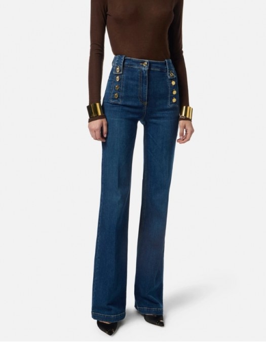 Jeans ELISABETTA FRANCHI, Palazzo jeans with buttons, Regular fit - PJ02D56E1104 Jeans ELISABETTA FRANCHI, Palazzo jeans with buttons, Regular fit - PJ02D56E1104