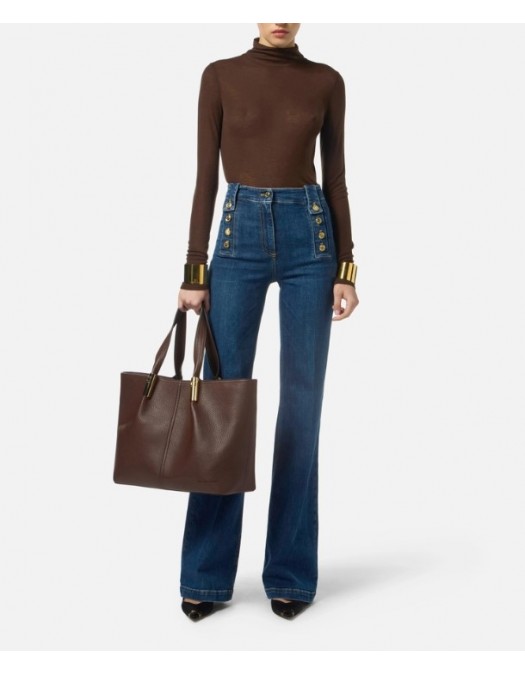 Jeans ELISABETTA FRANCHI, Palazzo jeans with buttons, Regular fit - PJ02D56E1104 Jeans ELISABETTA FRANCHI, Palazzo jeans with buttons, Regular fit - PJ02D56E1104