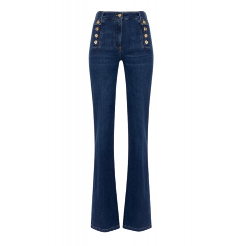 Jeans ELISABETTA FRANCHI, Palazzo jeans with buttons, Regular fit Jeans ELISABETTA FRANCHI, Palazzo jeans with buttons, Regular fit