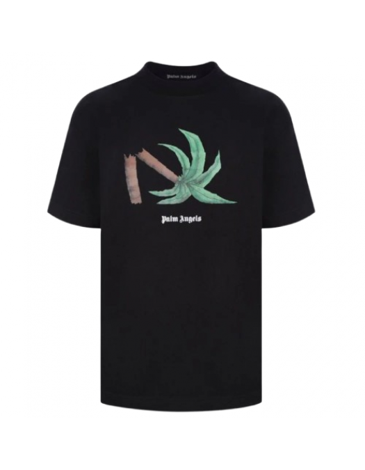 TRICOU PALM ANGELS, Broken Palm Print, Black - PMAA001S22JER0221055