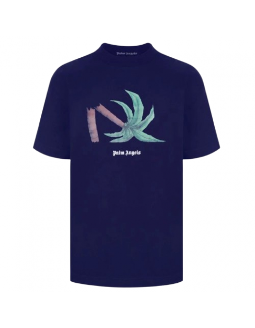 TRICOU PALM ANGELS, Broken Palm Print, Bleumarin - PMAA001S22JER0224655 TRICOU PALM ANGELS, Broken Palm Print, Bleumarin - PMAA001S22JER0224655