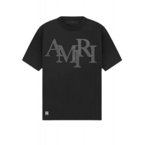TRICOU AMIRI, Staggered Logo Tee, Black TRICOU AMIRI, Staggered Logo Tee, Black