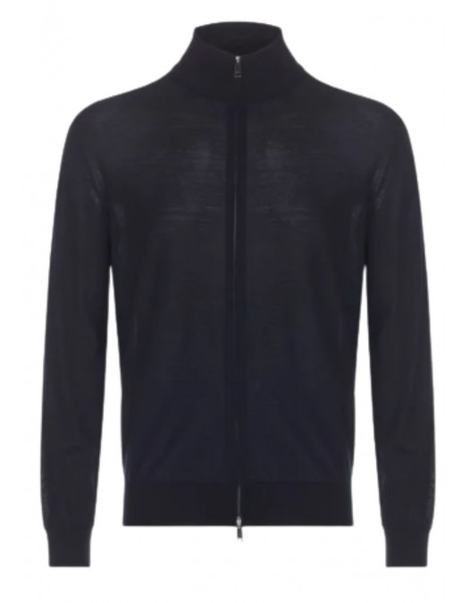 Pulover Zegna, Wool, Zip Detail, Navy Blue - RUEM00A8157B09 Pulover Zegna, Wool, Zip Detail, Navy Blue - RUEM00A8157B09