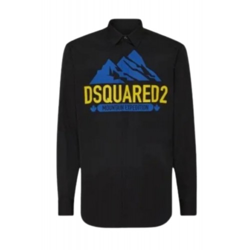 Camasa DSQUARED2, Mountain Print, Black Camasa DSQUARED2, Mountain Print, Black