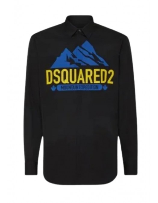 Camasa DSQUARED2, Mountain Print, Black - Camasa DSQUARED2, Mountain Print, Black -