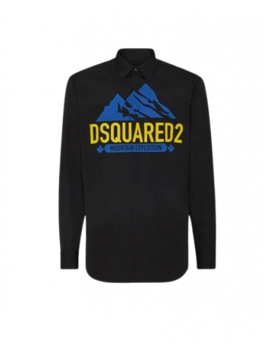 Camasa DSQUARED2, Mountain Print, Black -