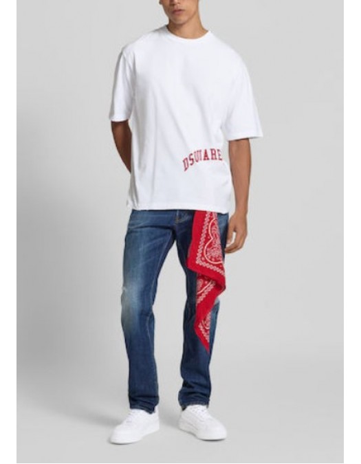 TRICOU DSQUARED, Logo-Print T-shirt , Loose Fit, Alb - S71GD1601D20035101